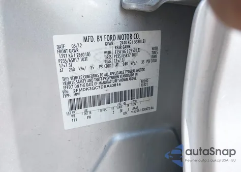 2013 Ford Edge Se from USA, damaged, VIN 2FMDK3GC7DBA43814